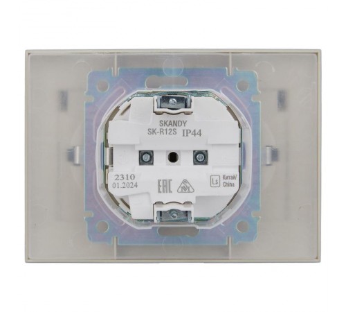 SKANDY Розетка 2-местная с кр. 16А в сб IP44 SK-R12S серебряный  SK-R26-16-44-K23-F  IEK
