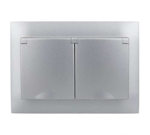 SKANDY Розетка 2-местная с кр. 16А в сб IP44 SK-R12S серебряный  SK-R26-16-44-K23-F  IEK