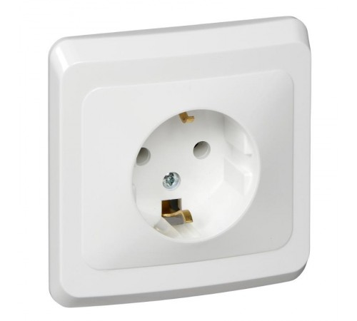 Этюд Белый С/У Розетка с заземлением  PC16-003B  SE