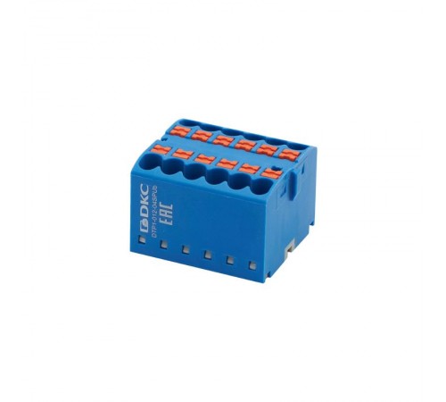 Блок распределительный, зажим push-in, 12 точек подключения 2,5 кв.мм, синий  DTP1-012-04SPUB  DKC