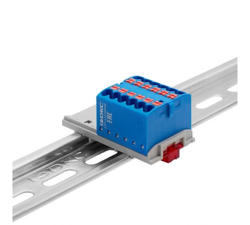 Блок распределительный с верт. адапт. на рейки шириной 15/35мм, зажим push-in, 12 точки подкл. 2,5 кв.мм, синий  DTP1-012-04SPUB-V  DKC