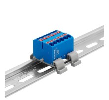 Блок распределительный с гориз. адапт. на рейку шириной 35мм, зажим push-in, 12 точки подкл. 2,5 кв.мм, синий  DTP1-012-04SPUB-H  DKC