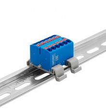 Блок распределительный с гориз. адапт. на рейку шириной 35мм, зажим push-in, 12 точки подкл. 2,5 кв.мм, синий  DTP1-012-04SPUB-H  DKC