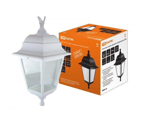 Светильник садово-парковый НСУ 04-60-001 60Вт ЛН/КЛЛ/LED Е27 IP44 четырехгранник, подвес, пластик, белый  SQ0330-0736  TDM