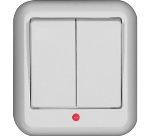 ПРИМА О/У Белый Выключатель 2-клавишный с подсветкой 6А, с изолир. пластиной (в сборе) (опт.упак.)  A56-007I-B  Schneider Electric