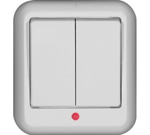 ПРИМА О/У Белый Выключатель 2-клавишный с подсветкой 6А, с изолир. пластиной (в сборе) (опт.упак.)  A56-007I-B  Schneider Electric