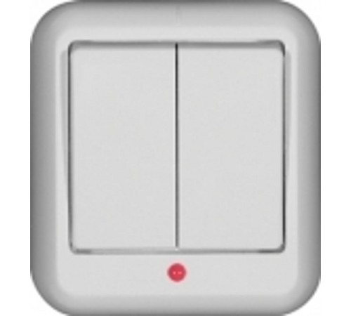 ПРИМА О/У Белый Выключатель 2-клавишный с подсветкой 6А, с изолир. пластиной (в сборе) (опт.упак.)  A56-007I-B  Schneider Electric