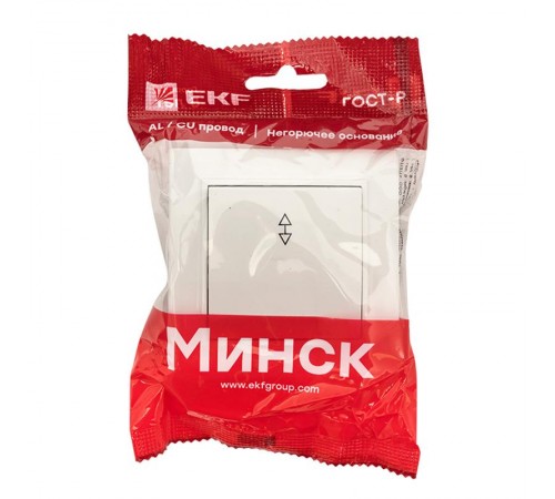 Минск Выключатель 1-клавишный СП проходной, 10А, белый EKF Basic  ERV10-025-10  EKF