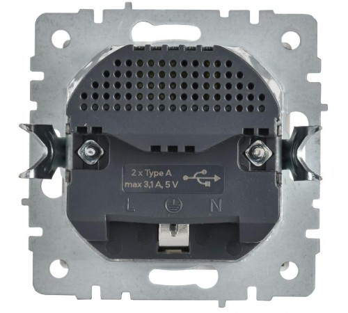 BRITE Розетка 1-местная с заземлением с защитными шторками 16А с USB A+A 5В 3,1А РЮш10-2-БрАБ арктический белый   BR-R14-16-U21-D31-K91  IEK