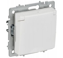 BRITE Розетка 1-местная с заземлением с защитными шторками и крышкой 16А IP44 РСбш10-3-44-БрАБ арктический белый   BR-R16-16-44-K91  IEK