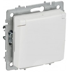 BRITE Розетка 1-местная с заземлением с защитными шторками и крышкой 16А IP44 РСбш10-3-44-БрАБ арктический белый   BR-R16-16-44-K91  IEK