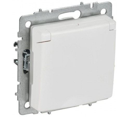 BRITE Розетка 1-местная с заземлением с защитными шторками и крышкой 16А IP44 РСбш10-3-44-БрАБ арктический белый   BR-R16-16-44-K91  IEK