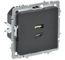 BRITE Роз. USB A+C 45Вт высокоск. зар. РЮ11-2-БрГ граф.  BR-U22-045-K53  IEK