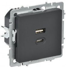 BRITE Роз. USB A+C 45Вт высокоск. зар. РЮ11-2-БрГ граф.  BR-U22-045-K53  IEK