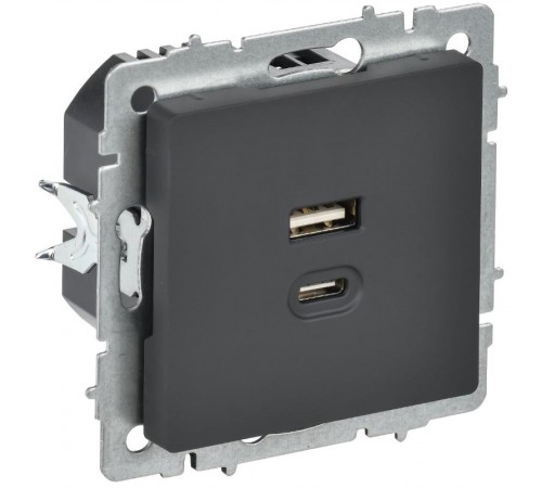 BRITE Роз. USB A+C 45Вт высокоск. зар. РЮ11-2-БрГ граф.  BR-U22-045-K53  IEK