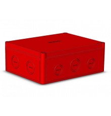 Коробка 240х190х93 АБС-пластик,красный цвет корпуса икрышки,крышка низкая,DIN-рейка РП1  КР2803-443  HEGEL