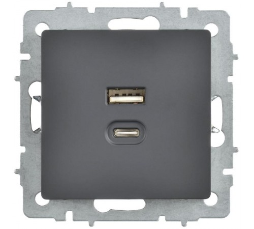 BRITE Роз. USB A+C 45Вт высокоск. зар. РЮ11-2-БрГ граф.  BR-U22-045-K53  IEK