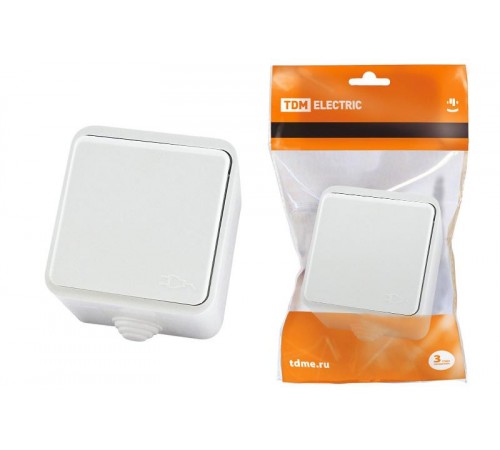 Розетка 2П+З OУ с крышкой IP44 16А белая "Орель"  SQ1802-0006  TDM