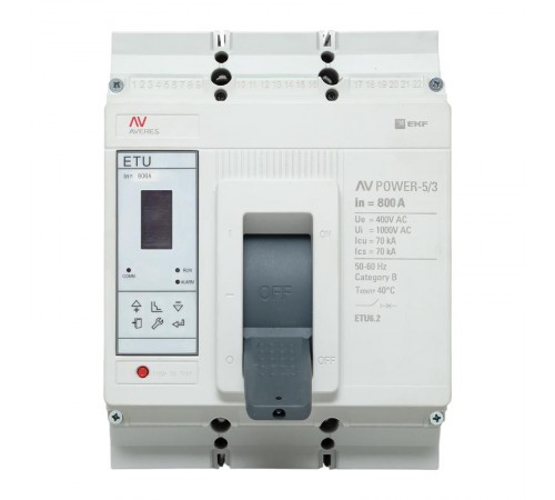 Выключатель автоматический AV POWER-5/3 800А 70kA ETU6.2 AVERES  mccb-53-800M-6.2-av  EKF