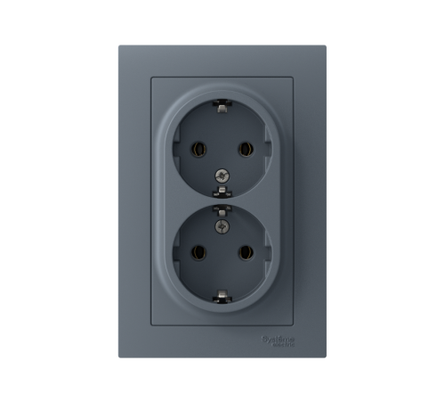 AtlasDesign Грифель Розетка 2-ая с заземлением, 16А, (в сборе с рамкой)  ATN000724  SE