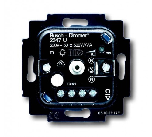 Механизм светорегулятора для ламп накаливания и НВ галогенных ламп с индуктивным трансформатором, 20-500 Вт/ВА  6512-0-0302   2CKA006512A0302  ABB