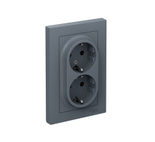AtlasDesign Грифель Розетка 2-ая с заземлением, 16А, (в сборе с рамкой)  ATN000724  SE