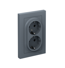 AtlasDesign Грифель Розетка 2-ая с заземлением, 16А, (в сборе с рамкой)  ATN000724  SE
