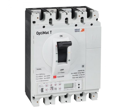 Выключатель автоматический с блоком защиты от токов утечки OptiMat T630L-RCA ETN 630A 4P  356985  КЭАЗ