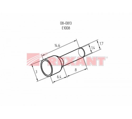 Наконечник штыревой втулочный изолированный F-8 мм 1 мм (НШВи 1.0-8) желтый  08-0813  REXANT