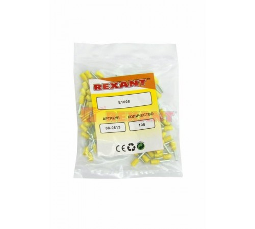 Наконечник штыревой втулочный изолированный F-8 мм 1 мм (НШВи 1.0-8) желтый  08-0813  REXANT