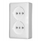 Хит Белый О/У без изолирующей пластины  Розетка 2-ая без заземления без шторок, 16А, 250В  RA16-237-B  SE