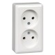 Хит Белый О/У без изолирующей пластины  Розетка 2-ая без заземления без шторок, 16А, 250В  RA16-237-B  SE