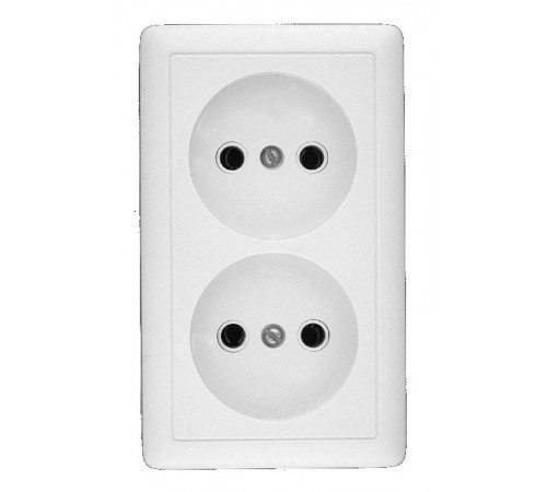 Хит Белый О/У без изолирующей пластины  Розетка 2-ая без заземления без шторок, 16А, 250В  RA16-237-B  SE
