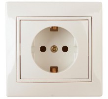 Розетка Intro Plano 1-202-02 с заземлением 2P+E Schuko, 16А-250В, IP20, СУ, слоновая кость  Б0053876  Intro