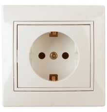 Розетка Intro Plano 1-202-02 с заземлением 2P+E Schuko, 16А-250В, IP20, СУ, слоновая кость  Б0053876  Intro