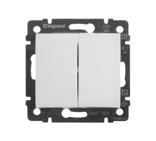 Valena Белый Переключатель 2-х клавишный  774408  Legrand