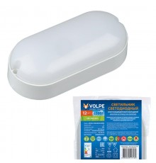 Светильник светодиодный пылевлагозащищенный для ЖКХ ULW-Q225 12W/6500К IP65 WHITE овал 6500K 165х80 мм Корпус белый  UL-00005135  Volpe