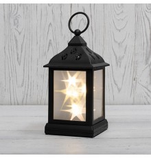 Декоративный фонарь 11х11х22,5 см, черный корпус, теплый белый цвет свечения с эффектом мерцания  513-065  NEON-NIGHT