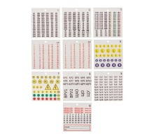 Набор наклеек "Маркировка электрощитов М-2" 100х100мм (цифры, знаки электробезопасности, 10 листов)  56-0080  REXANT