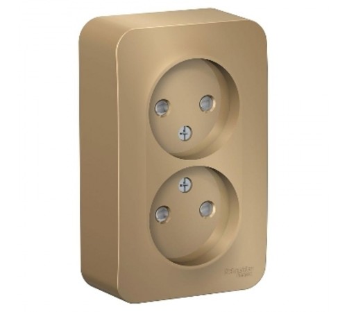 Blanca Титан О/У с изолирующей пластиной Титан Розетка 2-ая без заземления со шторками 16А, 250В  BLNRA001214  SE