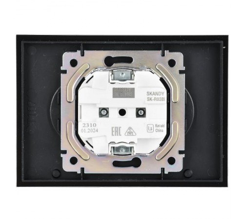 SKANDY Розетка 2-местная без з/к/ш стекло 10А SK-R03Bl черн.  SK-R20-10-K02  IEK