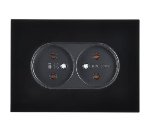 SKANDY Розетка 2-местная без з/к/ш стекло 10А SK-R03Bl черн.  SK-R20-10-K02  IEK