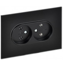 SKANDY Розетка 2-местная без з/к/ш стекло 10А SK-R03Bl черн.  SK-R20-10-K02  IEK