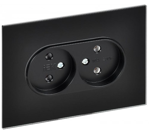 SKANDY Розетка 2-местная без з/к/ш стекло 10А SK-R03Bl черн.  SK-R20-10-K02  IEK