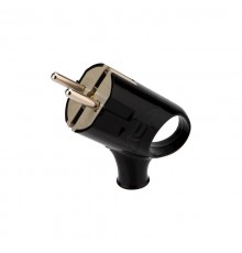 Вилка Евро угловая с з/к 16А с кольцом черная  11-8953  REXANT