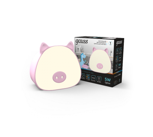 Светильник ночник настольный Qplus GTL703 5W 200lm 2700-6000K 5V Li-ion 1200mA розовый диммируемый LED 1/10/30  NN7034  Gauss