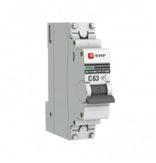 Выключатель автоматический однополюсный 1P 63А (C) 6кА ВА 47-63M c электромагнитным расцепителем PROxima  mcb4763m-6-1-63C-pro  EKF (замена - M63MA6