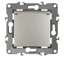 Розетка 12-2103-15 с заземлением со шторками с крышкой, 16АХ-250В,  перламутр  Б0019330  ЭРА