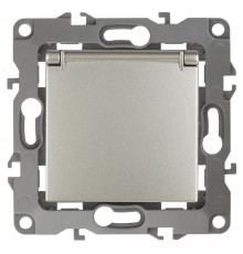 Розетка 12-2103-15 с заземлением со шторками с крышкой, 16АХ-250В,  перламутр  Б0019330  ЭРА