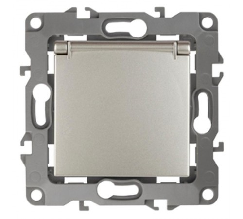 Розетка 12-2103-15 с заземлением со шторками с крышкой, 16АХ-250В,  перламутр  Б0019330  ЭРА